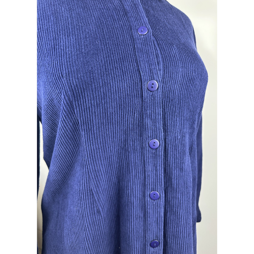 Vintage April Cornell Cotton Corduroy Button Front Shirt Dress Blue Size Medium - Picture 5 of 13